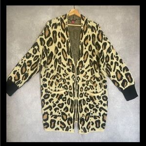 Vince Camuto Women’s Leopard Print Long Duster Cardigan size 2X